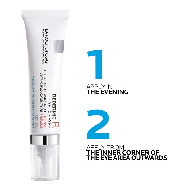 Apply Redermic R Retinol Eye Cream in the evening, from the inner corner of the eye area outwards