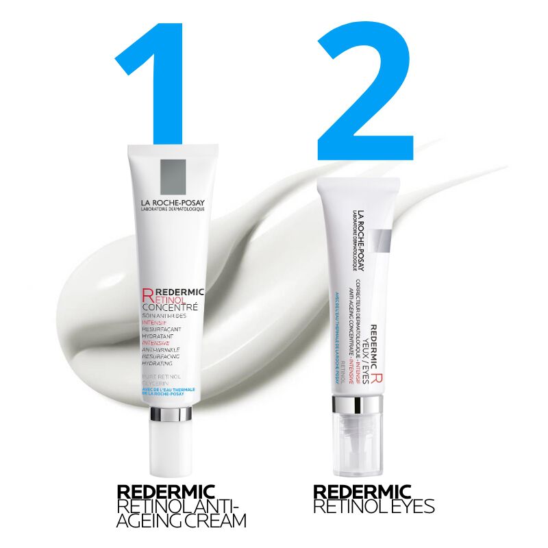2 Step Skincare Routine - Redermic Retinol Anti-Ageing Cream and Redermic Retinol Eyes