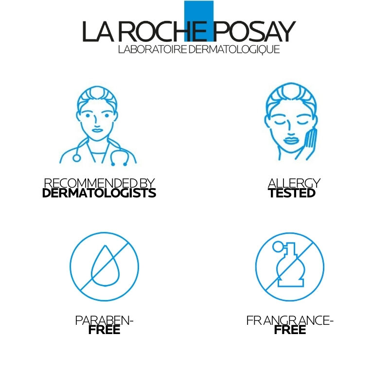 La Roche-Posay Toleriane Hydrating Cleanser benefits: Recommended by Dermatologists, Allergy Tested, Paraben-Free, Fragrance-Free.
