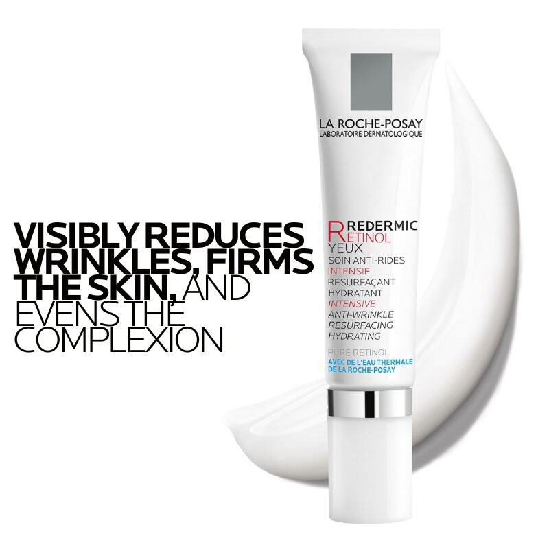 Redermic R Retinol Under Eye Cream visibly reduces wrinkles, firms the skin, and evens the complexion