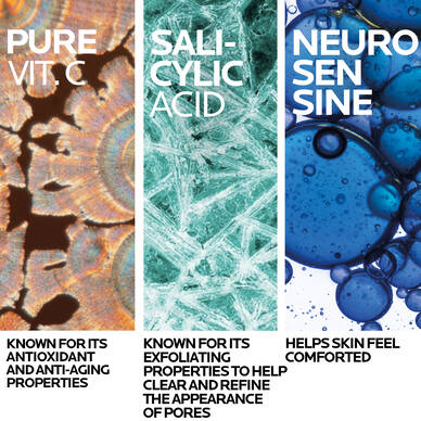 Vitamin C Brightening Serum is formulated with Pure Vitamin C for anti-ageing, Salicylic Acid for exfoliating and pore refining, and Neurosensine to comfort skin