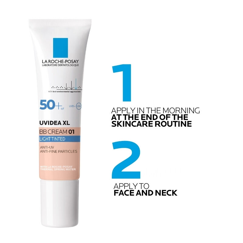 How to apply La Roche-Posay Uvidea XL BB cream with sunscreen morning skincare routine