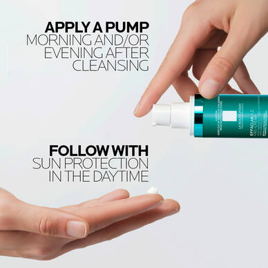 How to apply Effaclar A.Z. Gel Cream: one pump morning and evening after cleansing, follow with sun protection