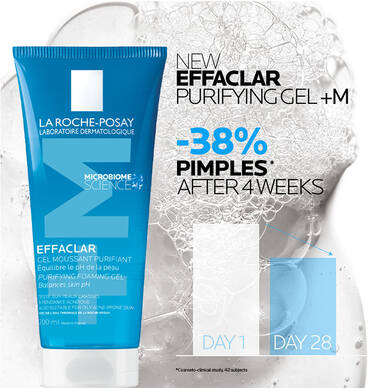 Effaclar foaming gel cleanser reduces pimples after 4 weeks of consistent usage