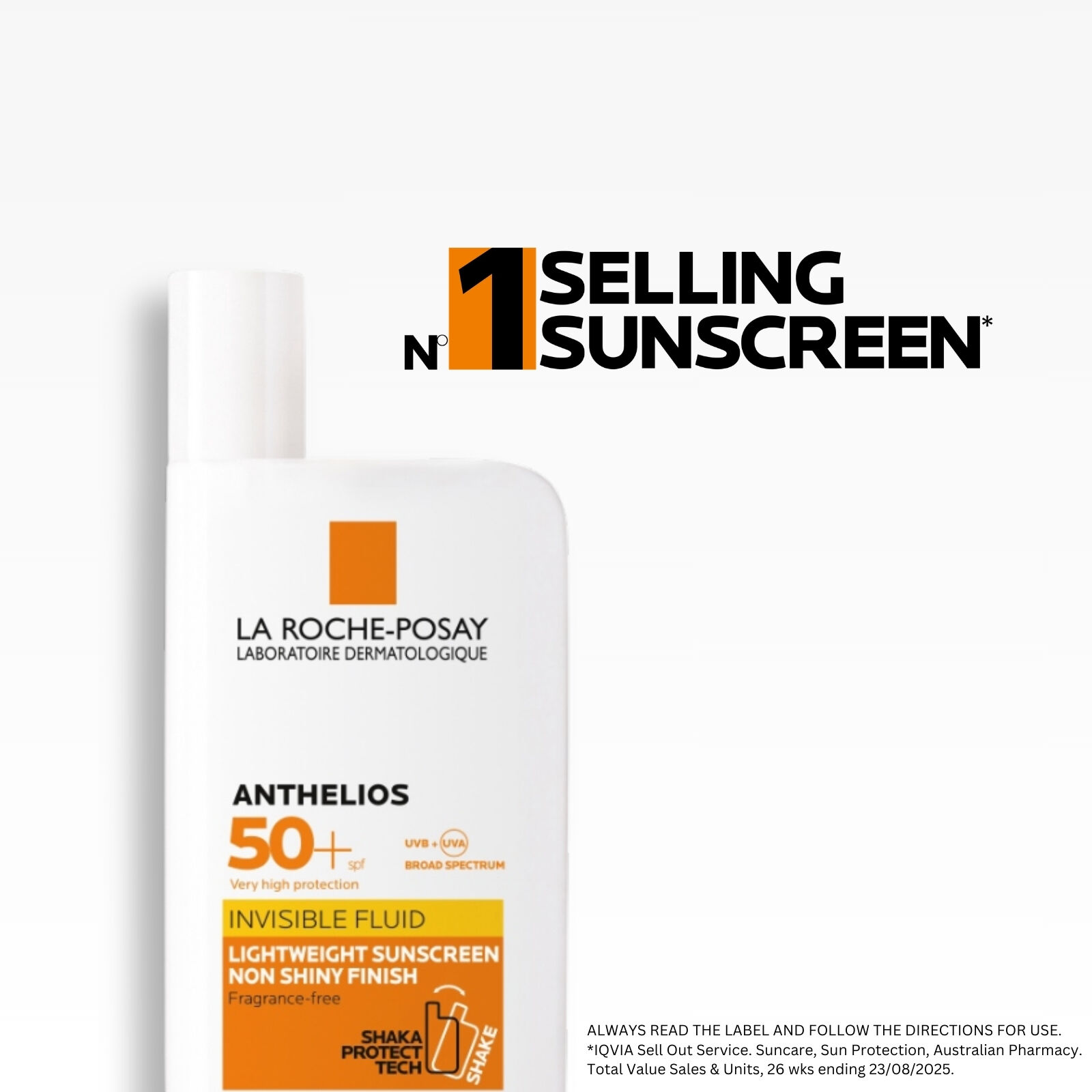 La Roche-Posay Anthelios Invisible Fluid SPF 50+ number one selling sunscreen in Australian pharmacy