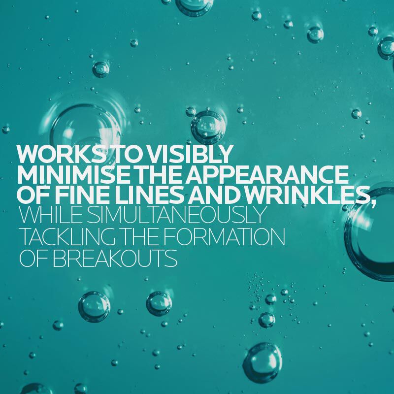 Works to visibly minimise the appearance of fine lines and wrinkles while simultaneously tackling the formation of breakouts