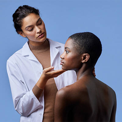 dermatologist and patient