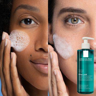woman cleansing skin