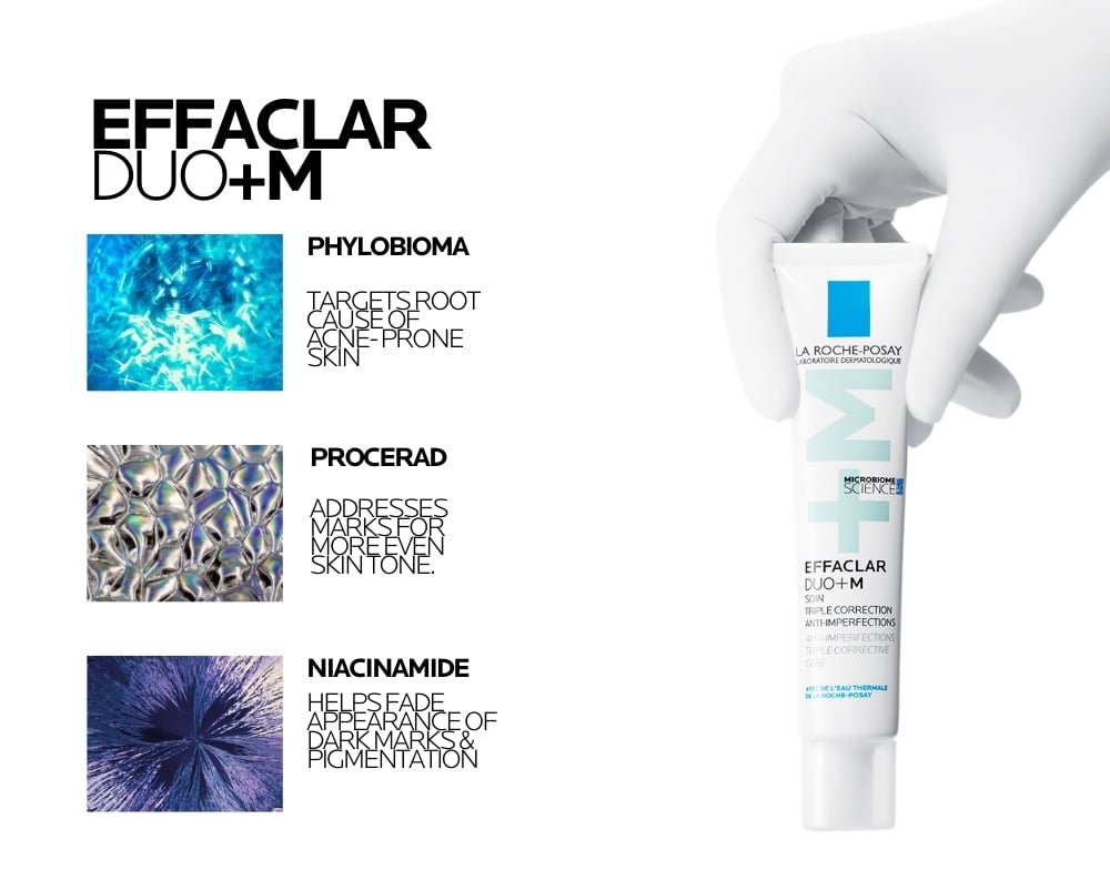 Effaclar Duo+M Anti Blemish Moisturiser is formulated with Phylobioma, Niacinamide and Procerad